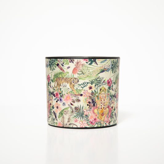 soy candle, floral, animal print, toxic free, soot free, decorative candle jar